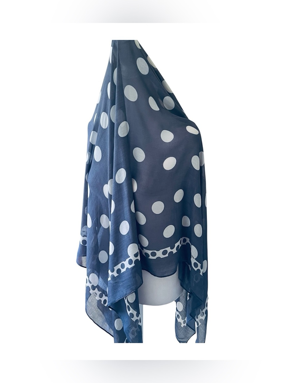 🧣LOFT 100% rayon lilac and White Polka Dot 50”x 50” square scarf